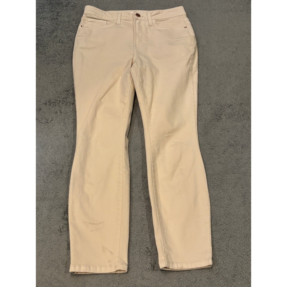 LC Lauren Conrad High Rise Skinny Ankle Jeans Cream Beige Size 8